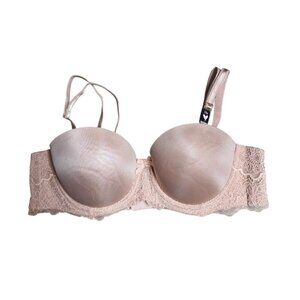 Victoria's Secret Nude Lace Bra 34B - Strapless Convertible Push-Up (NWT)